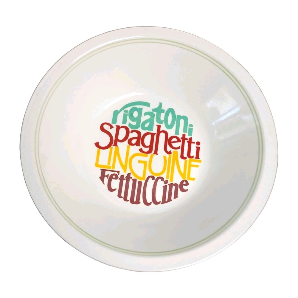 Vintage Pasta Serving Bowl Spaghetti Rigatoni Linguine Fettuccine 8.75"